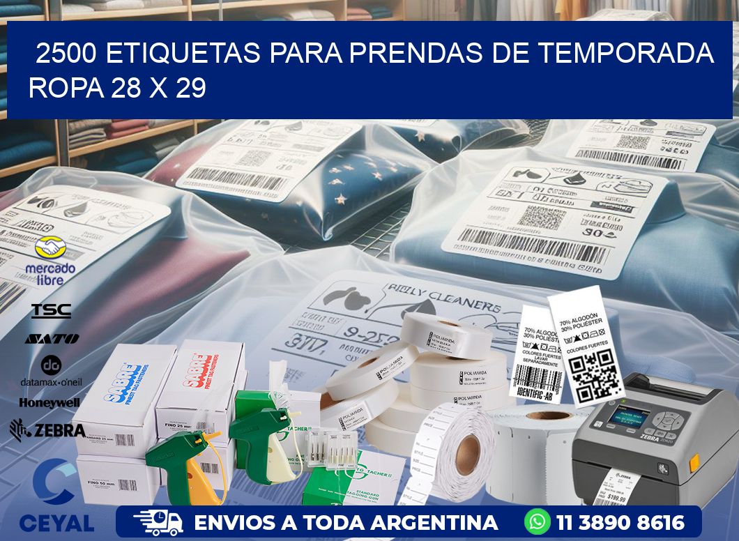 2500 ETIQUETAS PARA PRENDAS DE TEMPORADA ROPA 28 x 29