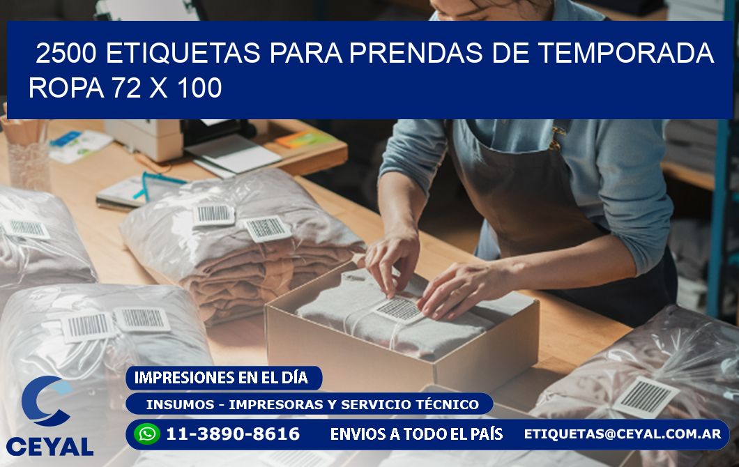 2500 ETIQUETAS PARA PRENDAS DE TEMPORADA ROPA 72 x 100