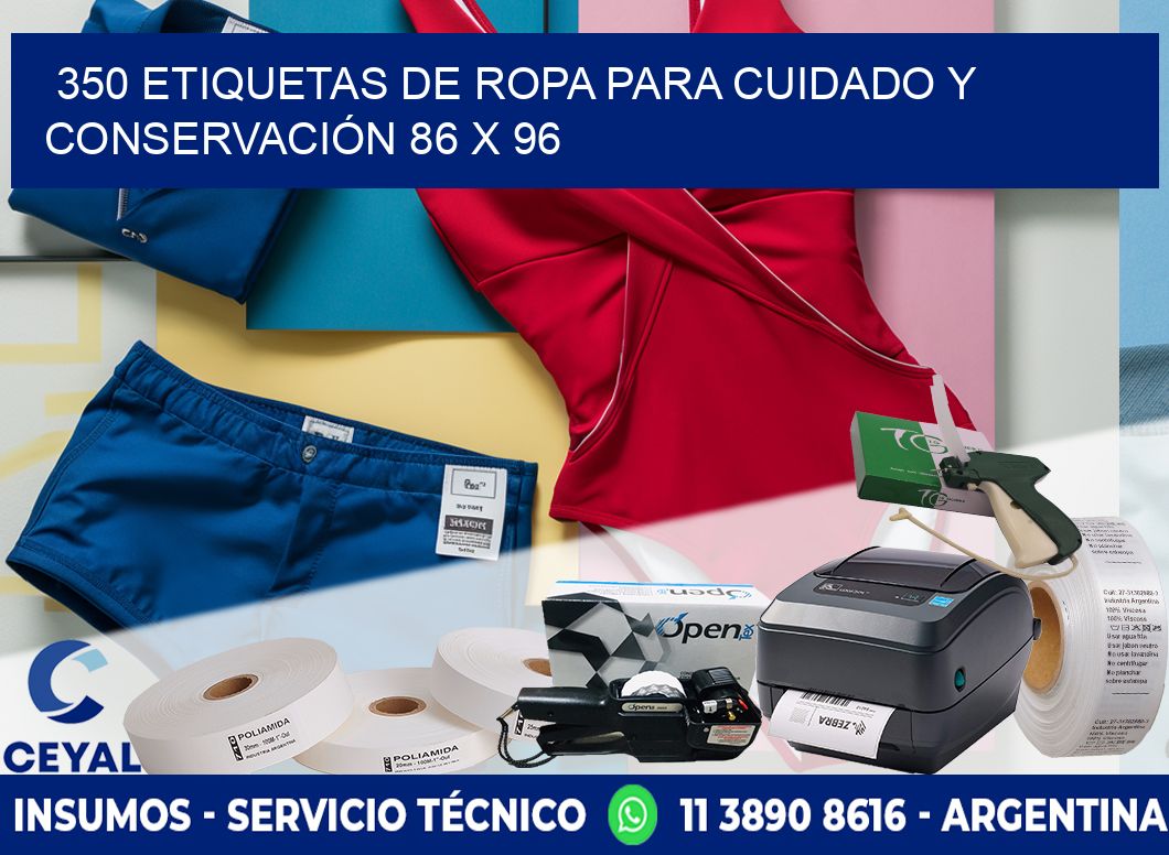 350 ETIQUETAS DE ROPA PARA CUIDADO Y CONSERVACIÓN 86 x 96