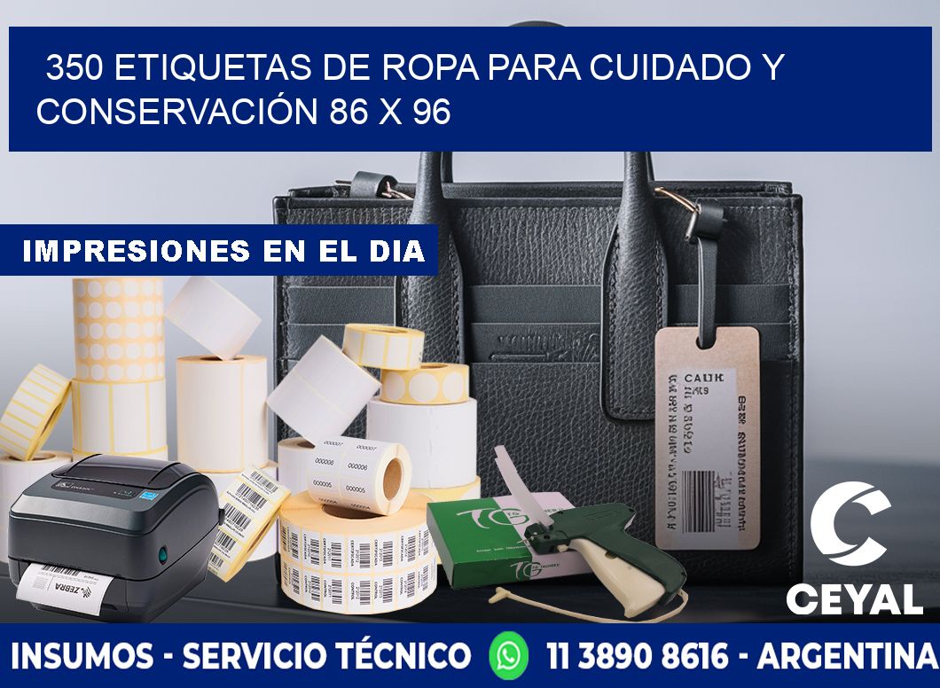 350 ETIQUETAS DE ROPA PARA CUIDADO Y CONSERVACIÓN 86 x 96