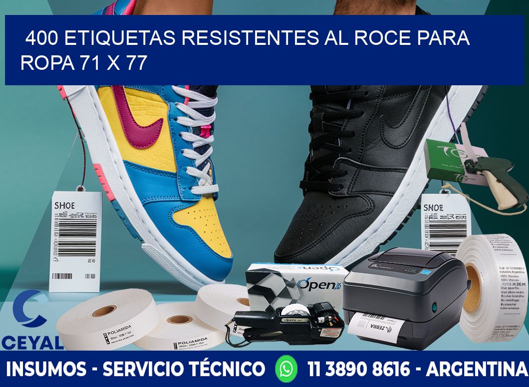 400 ETIQUETAS RESISTENTES AL ROCE PARA ROPA 71 x 77