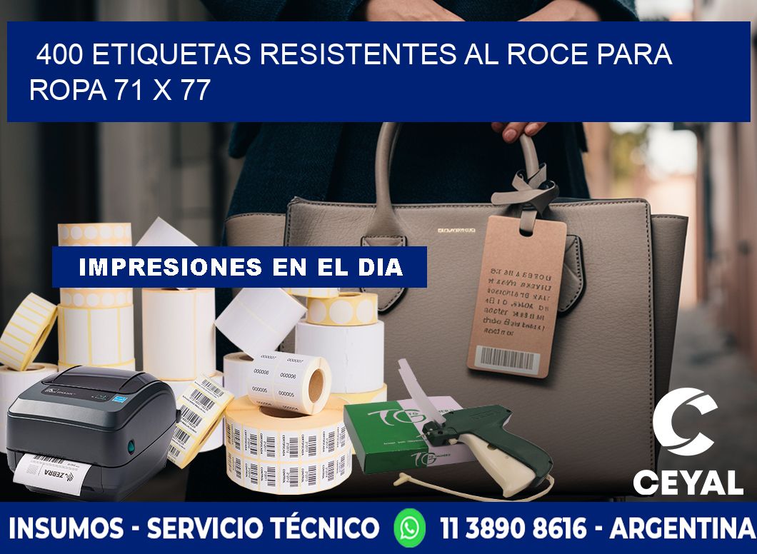 400 ETIQUETAS RESISTENTES AL ROCE PARA ROPA 71 x 77