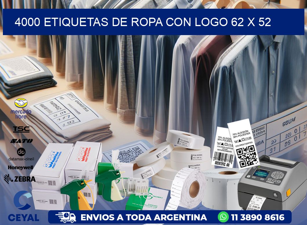 4000 ETIQUETAS DE ROPA CON LOGO 62 x 52