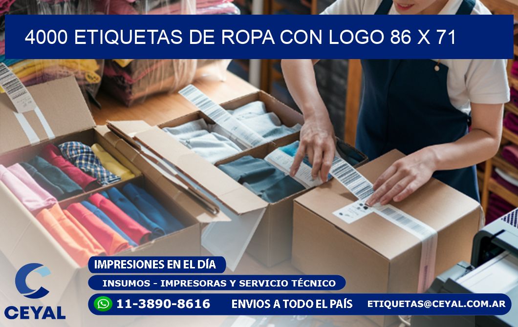 4000 ETIQUETAS DE ROPA CON LOGO 86 x 71