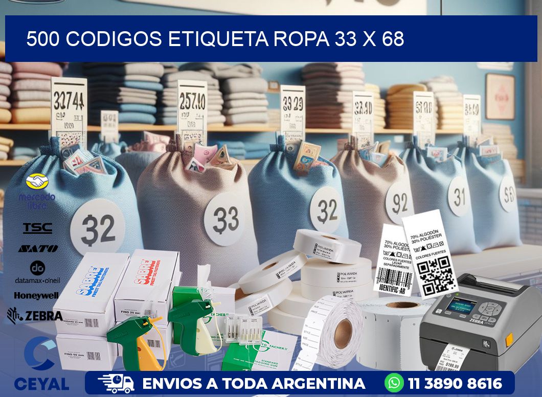 500 CODIGOS ETIQUETA ROPA 33 x 68