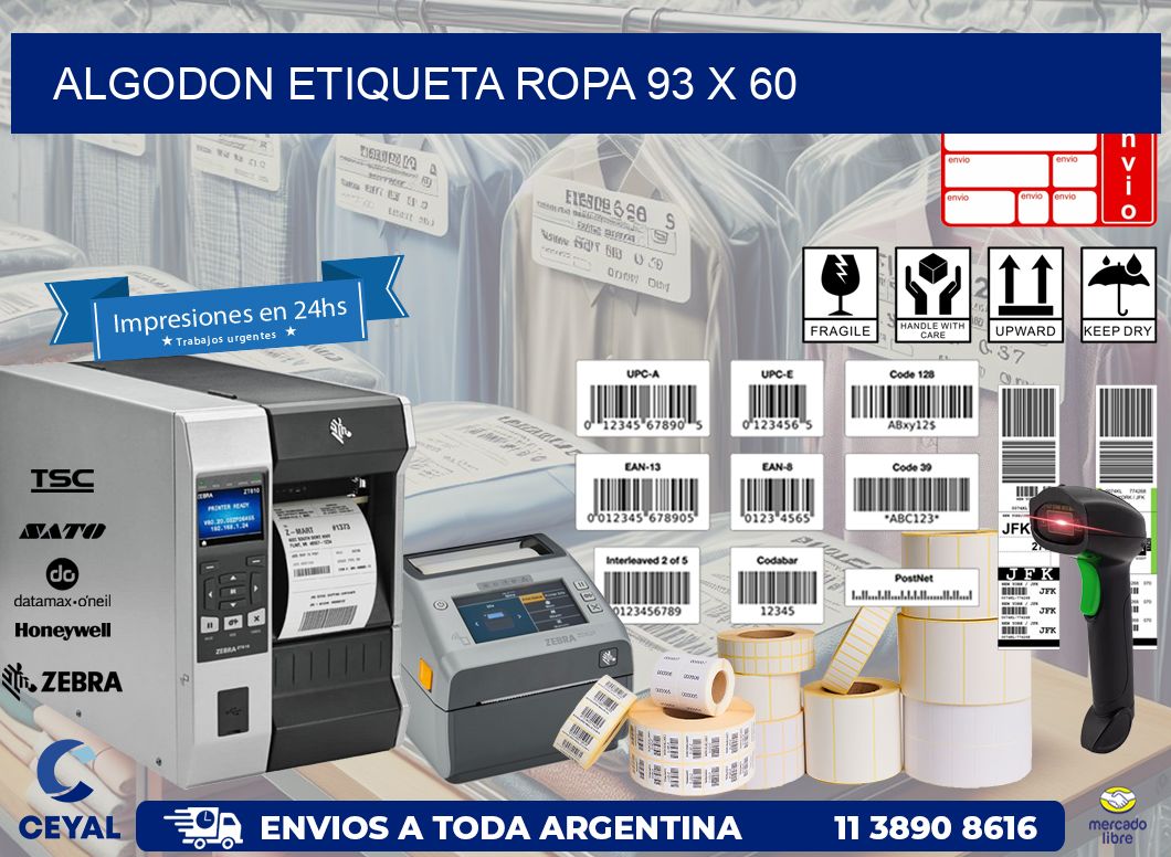 ALGODON ETIQUETA ROPA 93 x 60