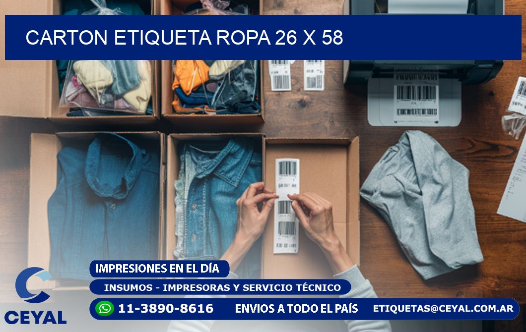 CARTON ETIQUETA ROPA 26 x 58