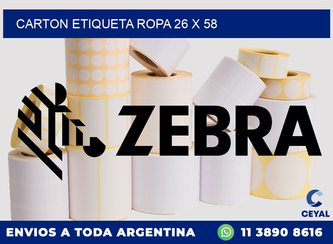 CARTON ETIQUETA ROPA 26 x 58