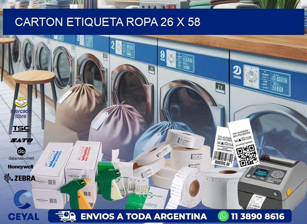 CARTON ETIQUETA ROPA 26 x 58