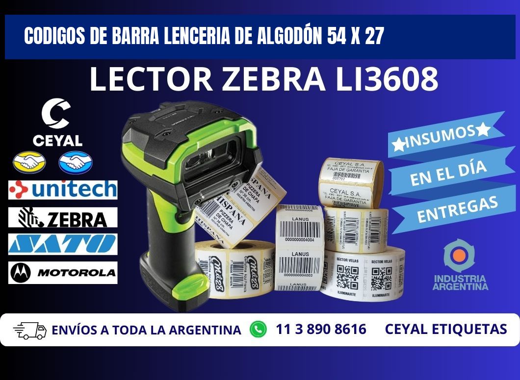 CODIGOS DE BARRA LENCERIA DE ALGODÓN 54 x 27