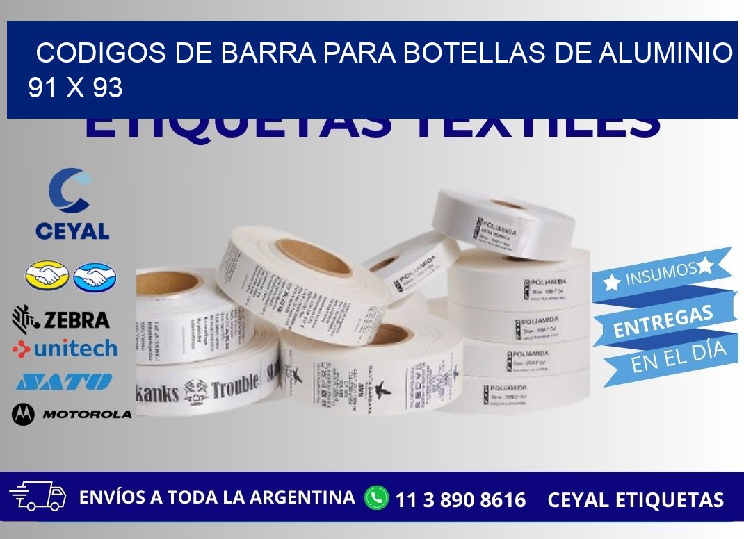 CODIGOS DE BARRA PARA BOTELLAS DE ALUMINIO 91 x 93