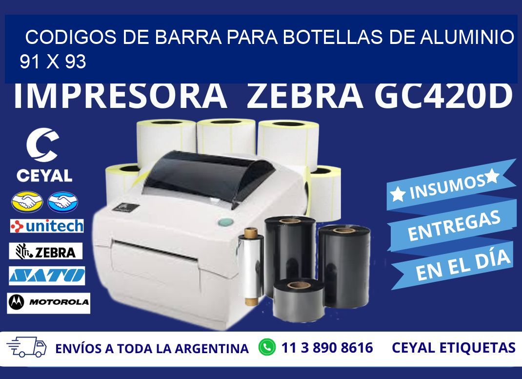 CODIGOS DE BARRA PARA BOTELLAS DE ALUMINIO 91 x 93