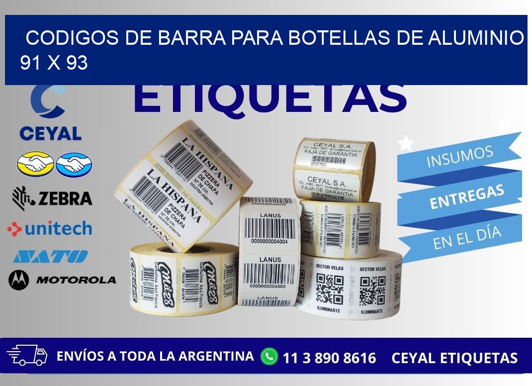 CODIGOS DE BARRA PARA BOTELLAS DE ALUMINIO 91 x 93