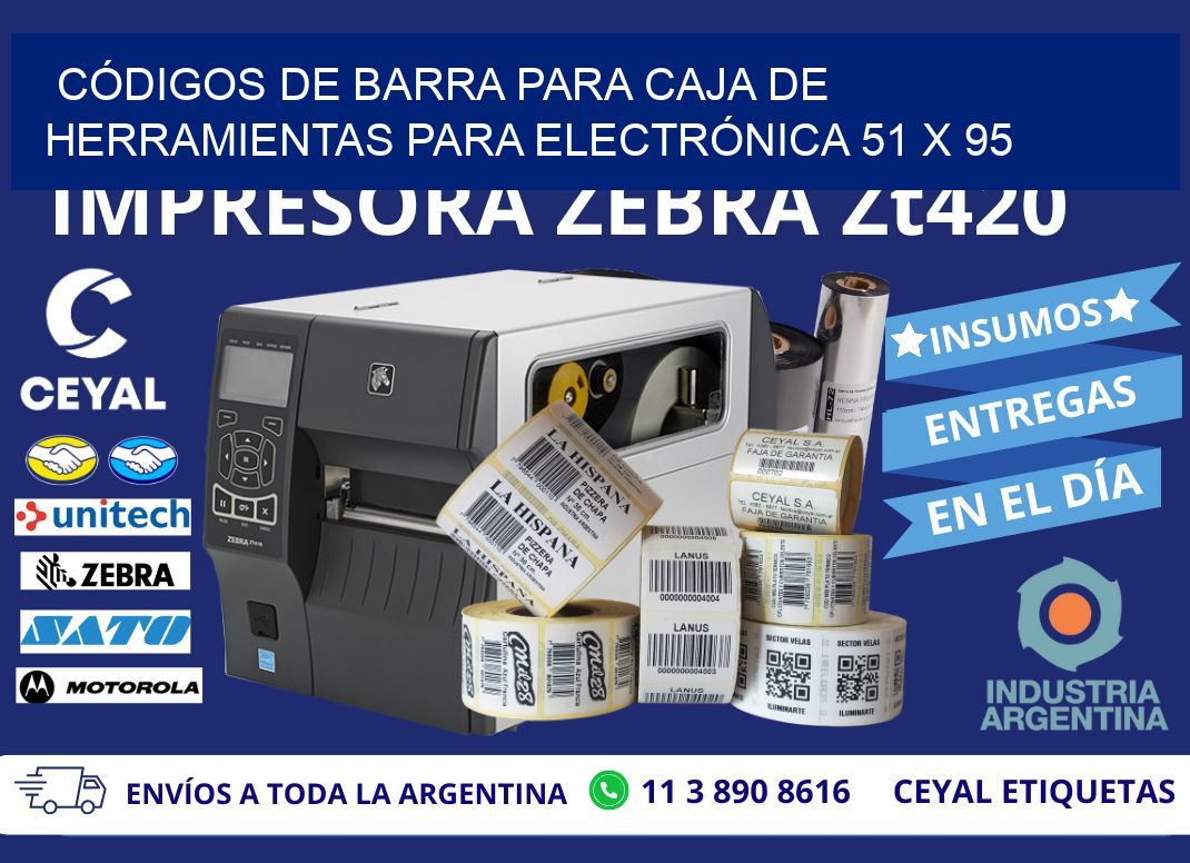 CÓDIGOS DE BARRA PARA CAJA DE HERRAMIENTAS PARA ELECTRÓNICA 51 x 95