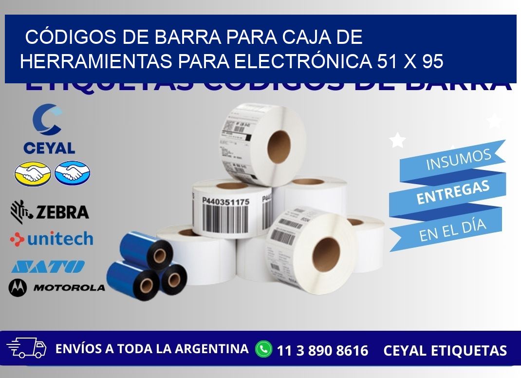 CÓDIGOS DE BARRA PARA CAJA DE HERRAMIENTAS PARA ELECTRÓNICA 51 x 95