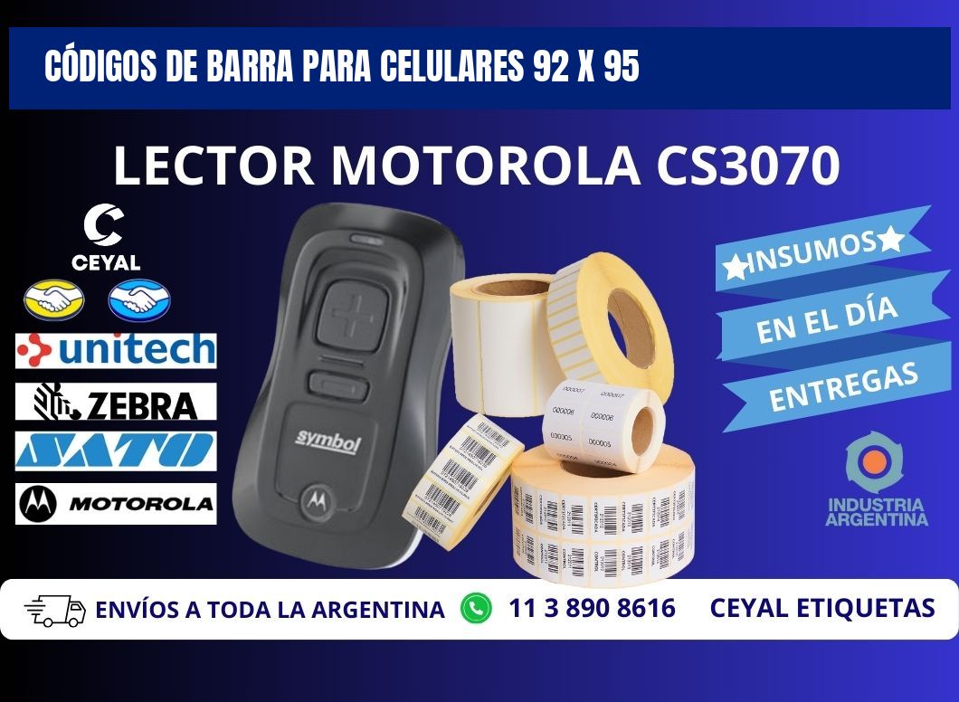 CÓDIGOS DE BARRA PARA CELULARES 92 x 95