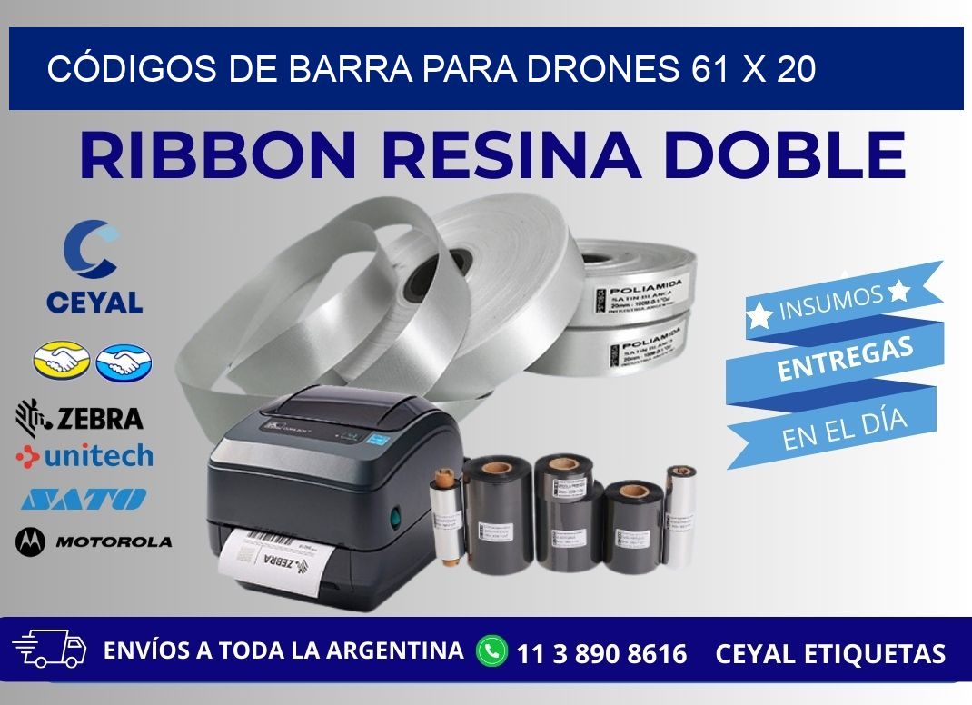 CÓDIGOS DE BARRA PARA DRONES 61 x 20