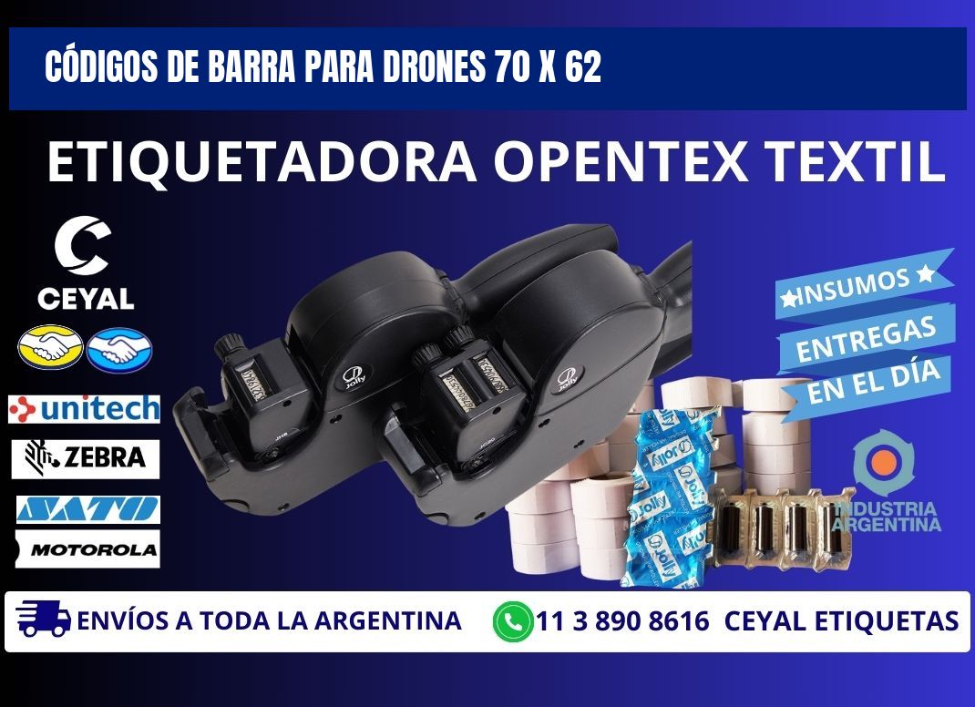 CÓDIGOS DE BARRA PARA DRONES 70 x 62