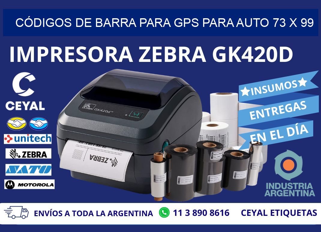 CÓDIGOS DE BARRA PARA GPS PARA AUTO 73 x 99