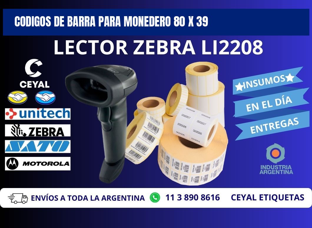 CODIGOS DE BARRA PARA MONEDERO 80 x 39