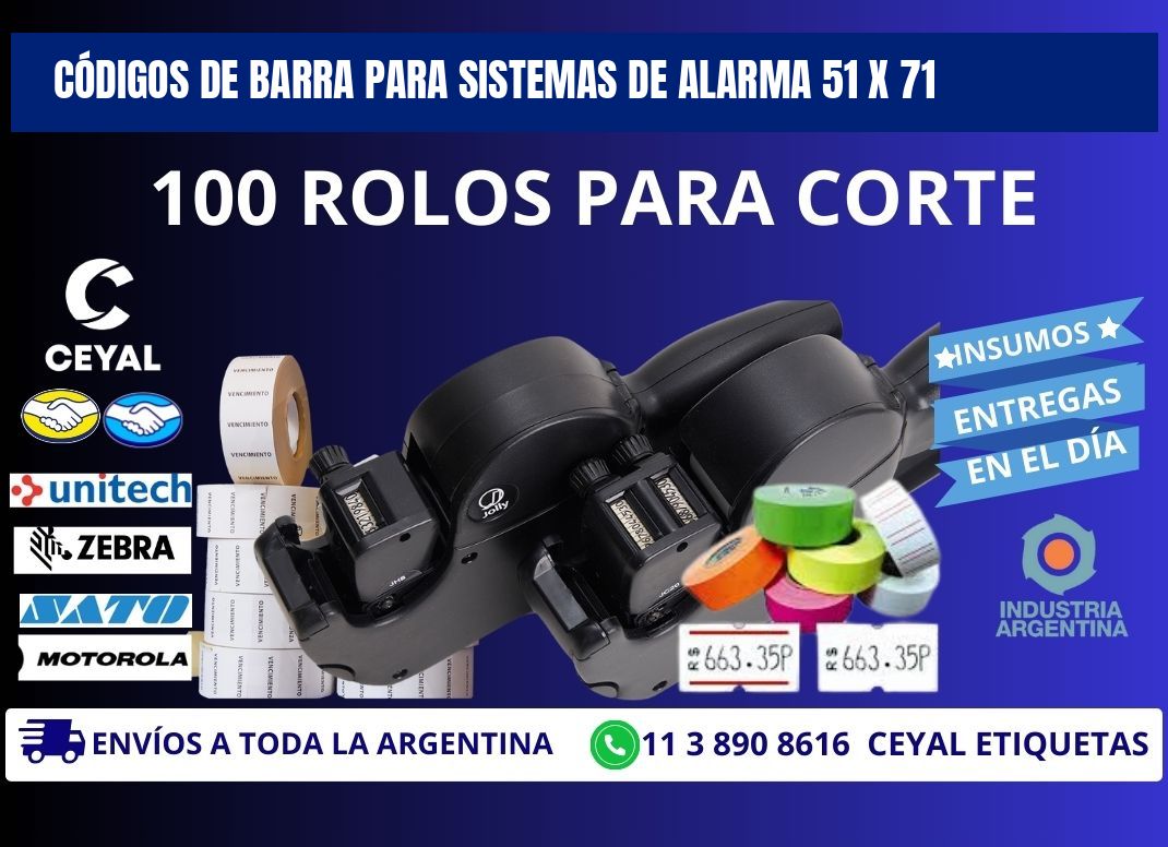 CÓDIGOS DE BARRA PARA SISTEMAS DE ALARMA 51 x 71