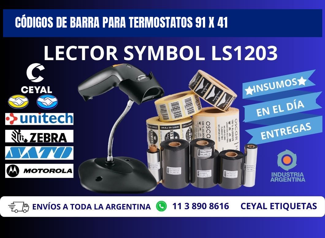 CÓDIGOS DE BARRA PARA TERMOSTATOS 91 x 41