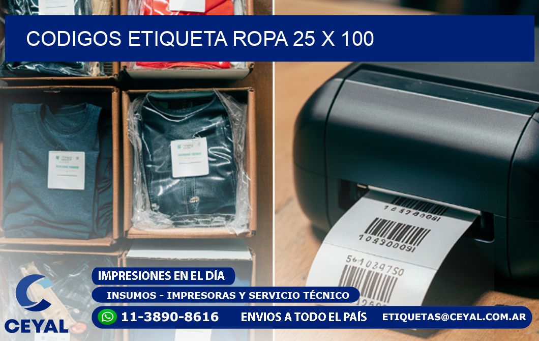 CODIGOS ETIQUETA ROPA 25 x 100