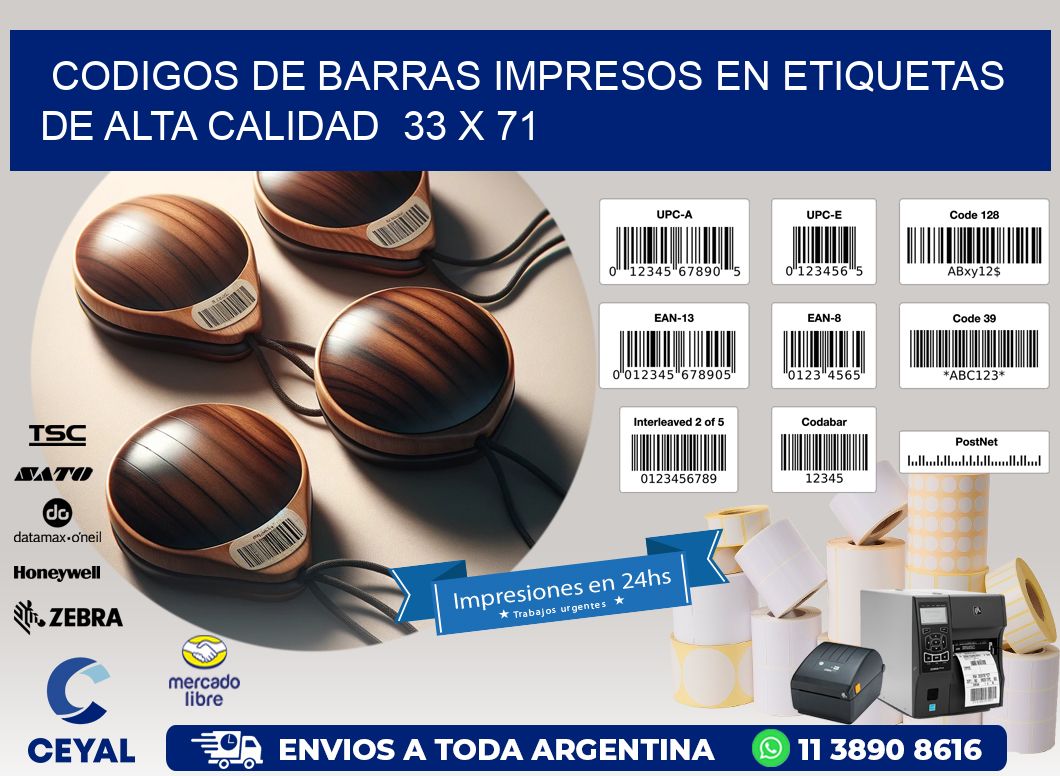 Codigos de Barras Impresos en Etiquetas de Alta Calidad  33 x 71