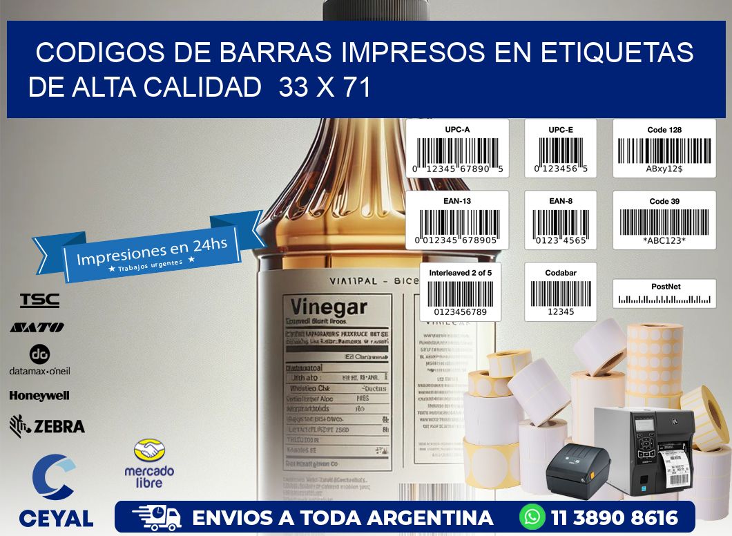 Codigos de Barras Impresos en Etiquetas de Alta Calidad  33 x 71