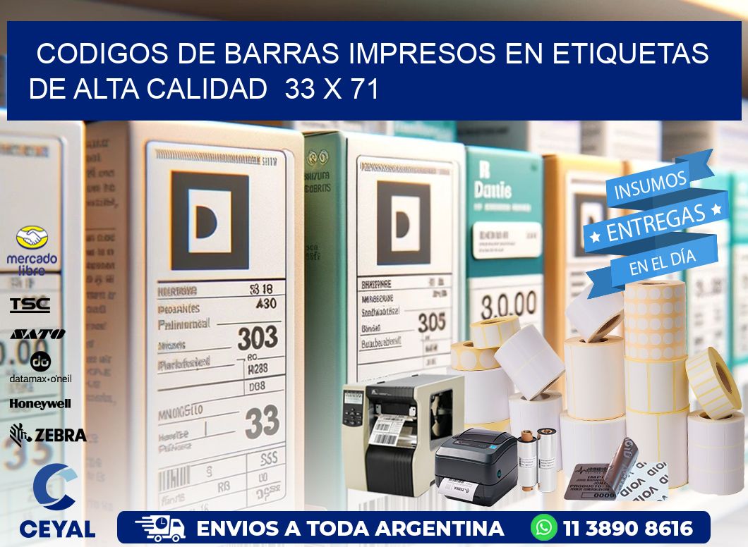 Codigos de Barras Impresos en Etiquetas de Alta Calidad  33 x 71