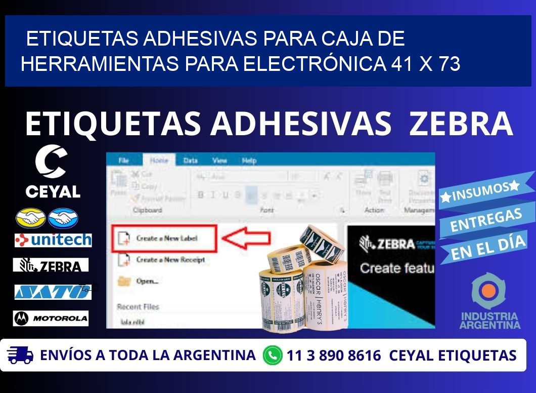 ETIQUETAS ADHESIVAS PARA CAJA DE HERRAMIENTAS PARA ELECTRÓNICA 41 x 73