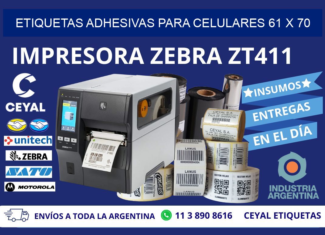 ETIQUETAS ADHESIVAS PARA CELULARES 61 x 70