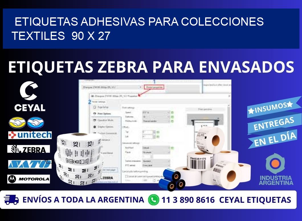 ETIQUETAS ADHESIVAS PARA COLECCIONES TEXTILES  90 x 27