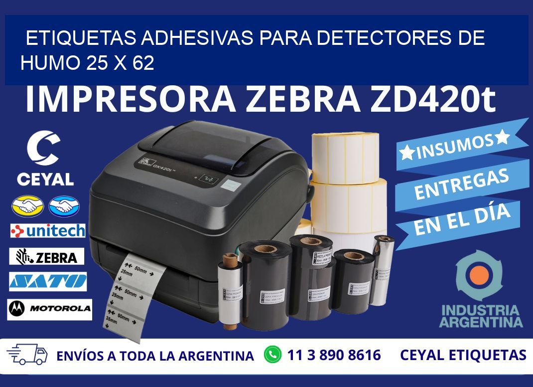 ETIQUETAS ADHESIVAS PARA DETECTORES DE HUMO 25 x 62