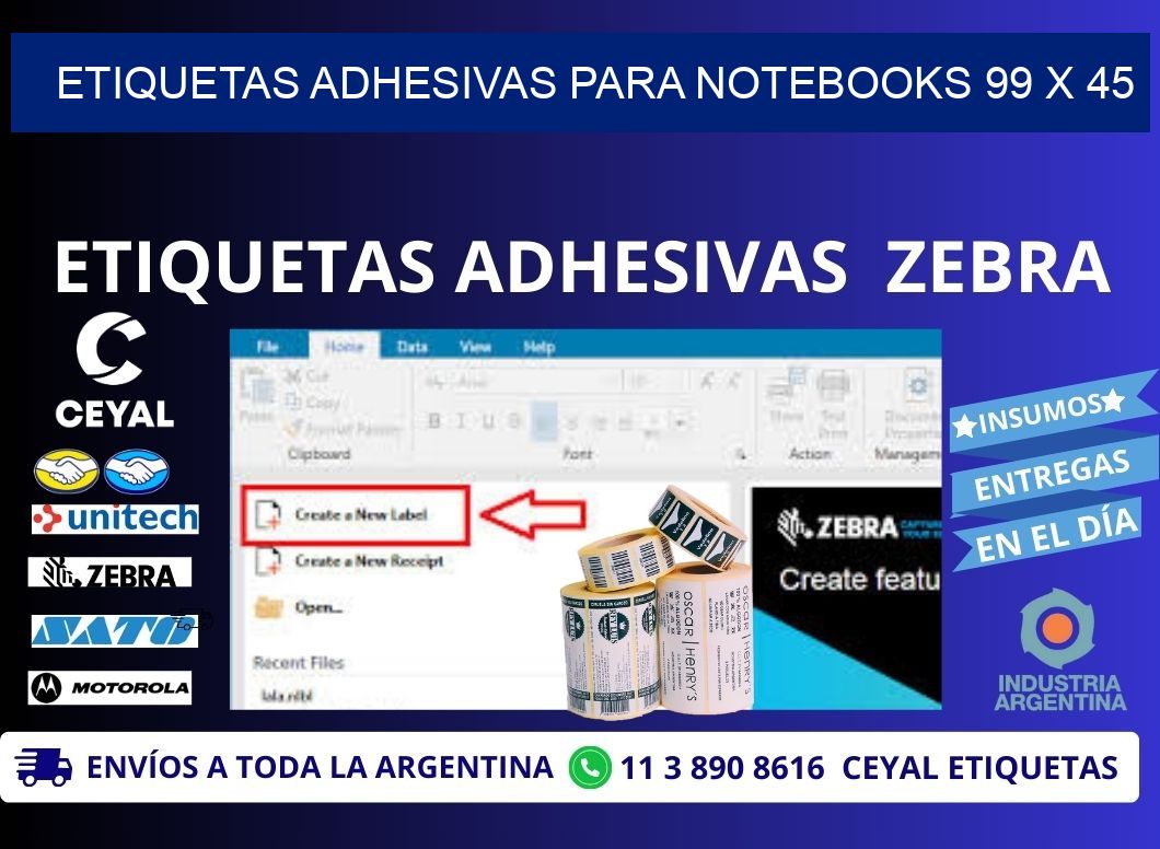 ETIQUETAS ADHESIVAS PARA NOTEBOOKS 99 x 45