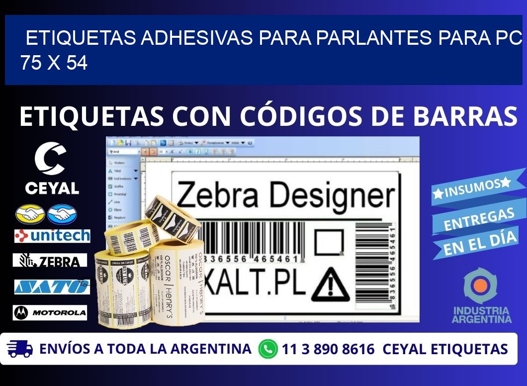 ETIQUETAS ADHESIVAS PARA PARLANTES PARA PC 75 x 54