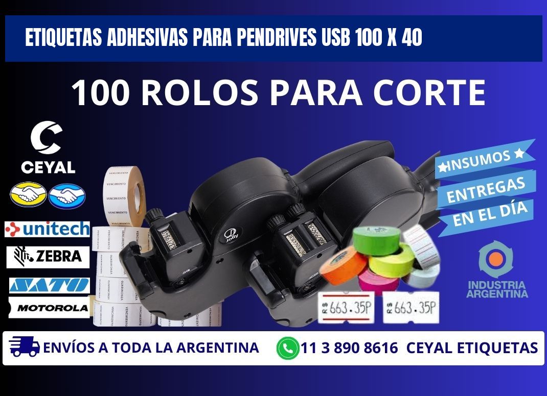 ETIQUETAS ADHESIVAS PARA PENDRIVES USB 100 x 40