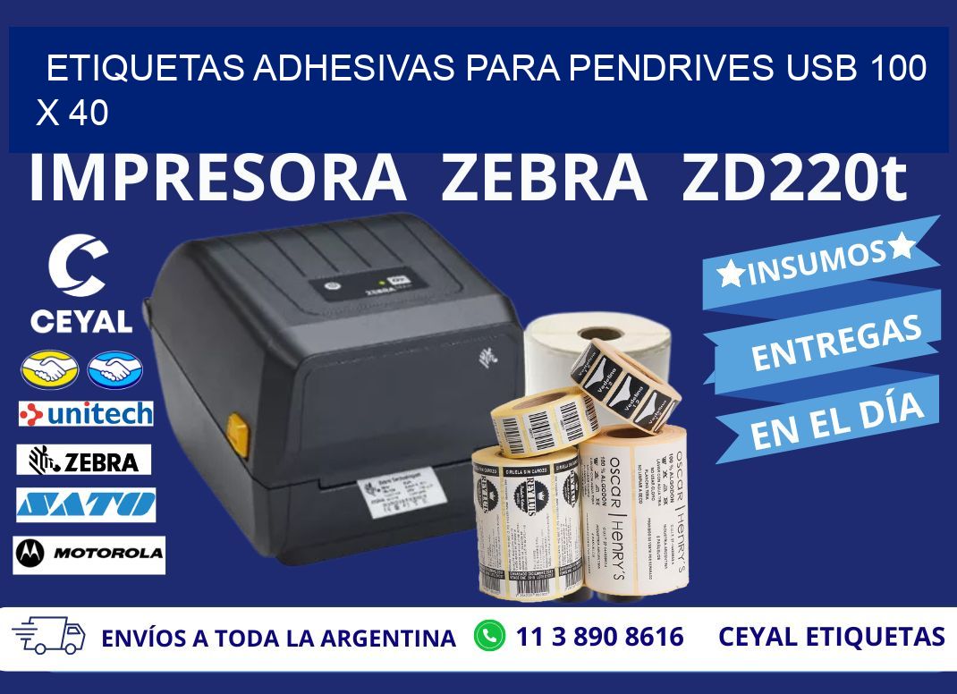 ETIQUETAS ADHESIVAS PARA PENDRIVES USB 100 x 40