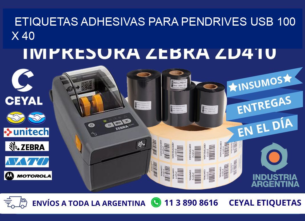 ETIQUETAS ADHESIVAS PARA PENDRIVES USB 100 x 40