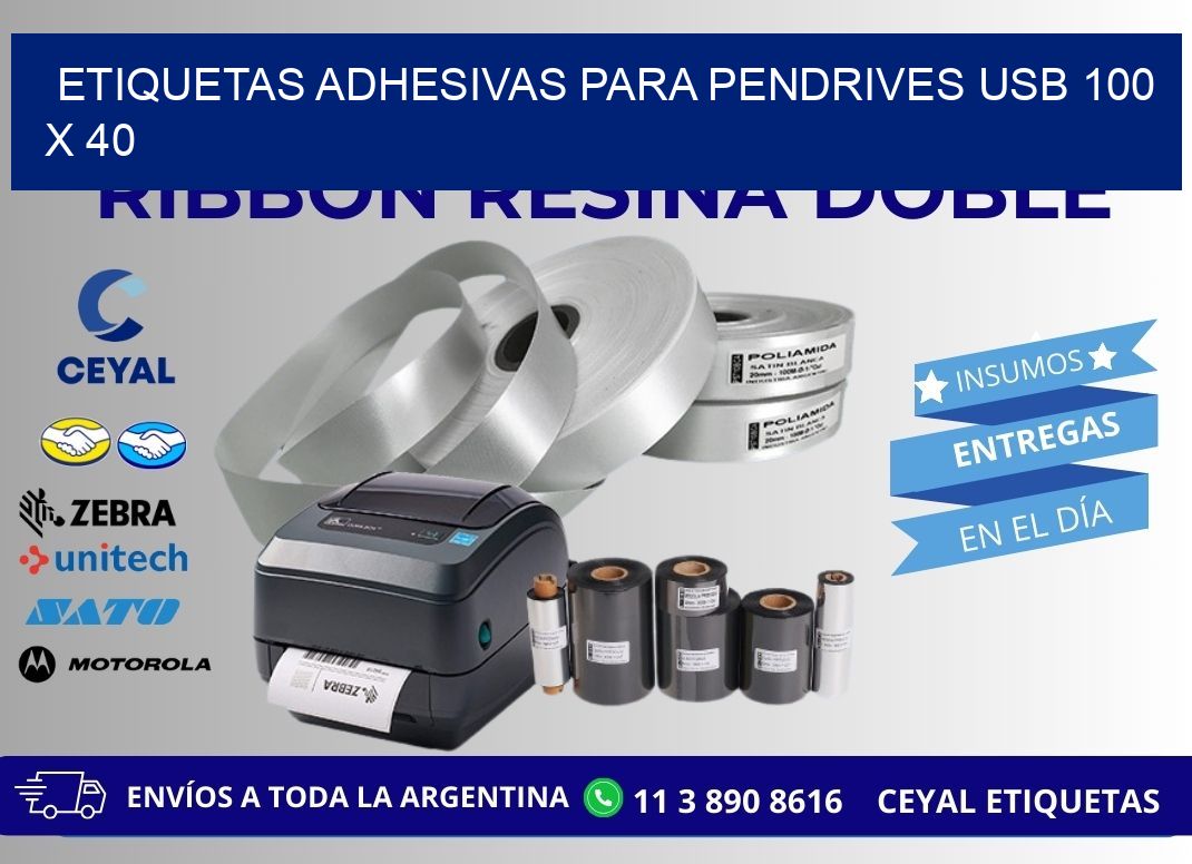 ETIQUETAS ADHESIVAS PARA PENDRIVES USB 100 x 40