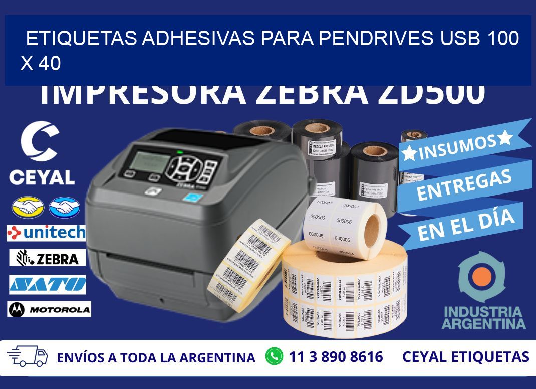 ETIQUETAS ADHESIVAS PARA PENDRIVES USB 100 x 40