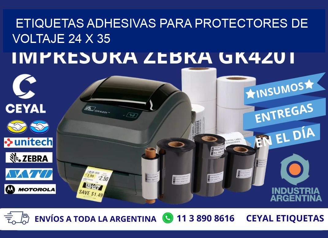 ETIQUETAS ADHESIVAS PARA PROTECTORES DE VOLTAJE 24 x 35