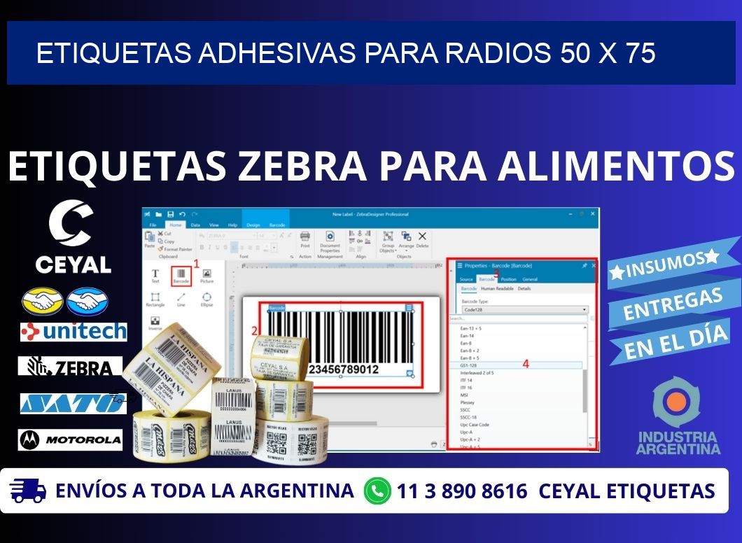 ETIQUETAS ADHESIVAS PARA RADIOS 50 x 75