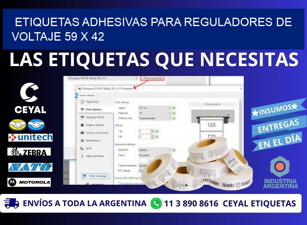 ETIQUETAS ADHESIVAS PARA REGULADORES DE VOLTAJE 59 x 42