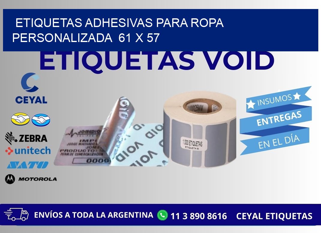 ETIQUETAS ADHESIVAS PARA ROPA PERSONALIZADA  61 x 57