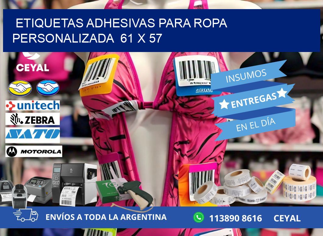 ETIQUETAS ADHESIVAS PARA ROPA PERSONALIZADA  61 x 57