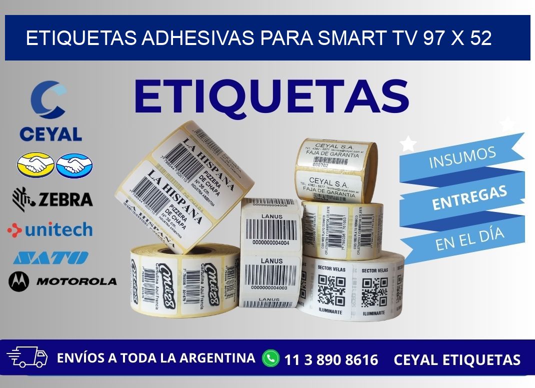 ETIQUETAS ADHESIVAS PARA SMART TV 97 x 52