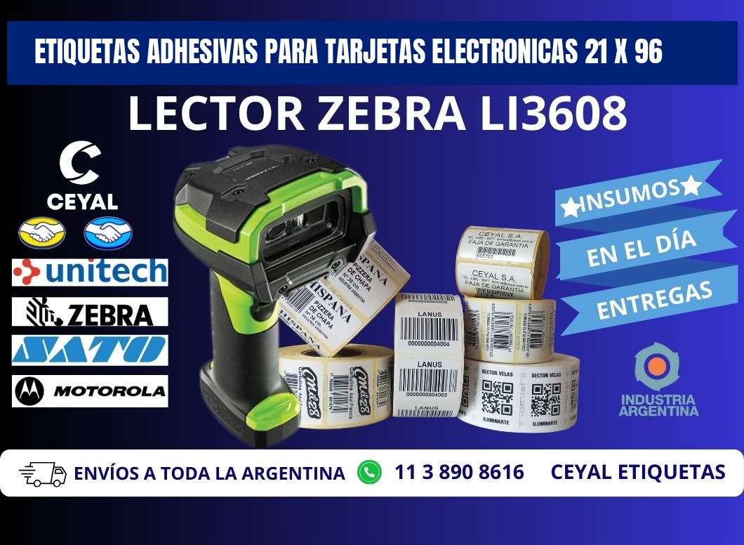 ETIQUETAS ADHESIVAS PARA TARJETAS ELECTRONICAS 21 x 96