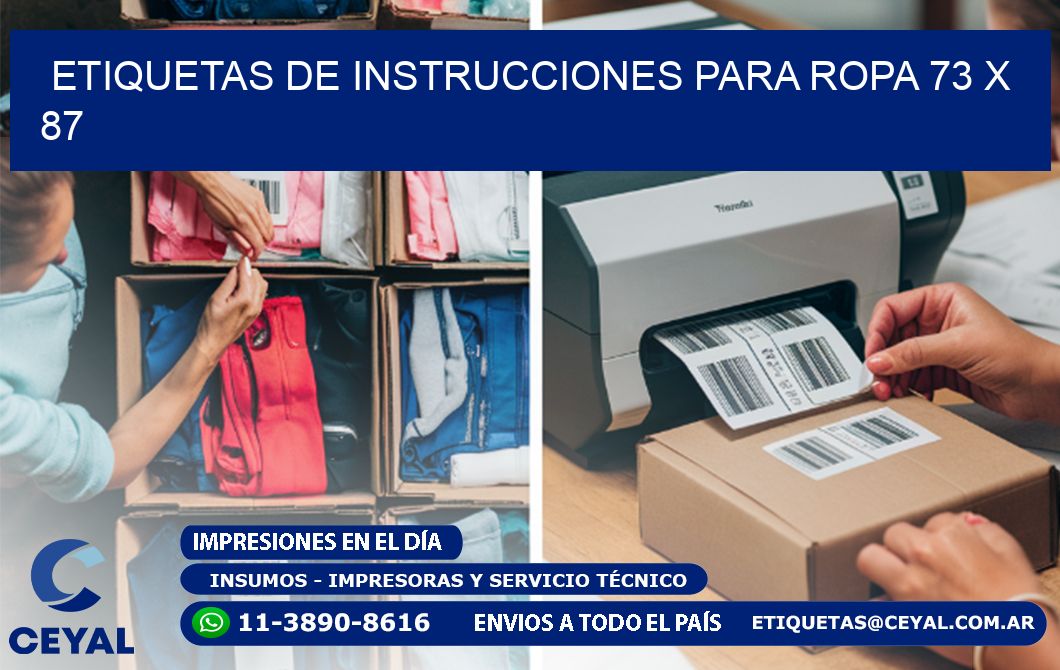 ETIQUETAS DE INSTRUCCIONES PARA ROPA 73 x 87