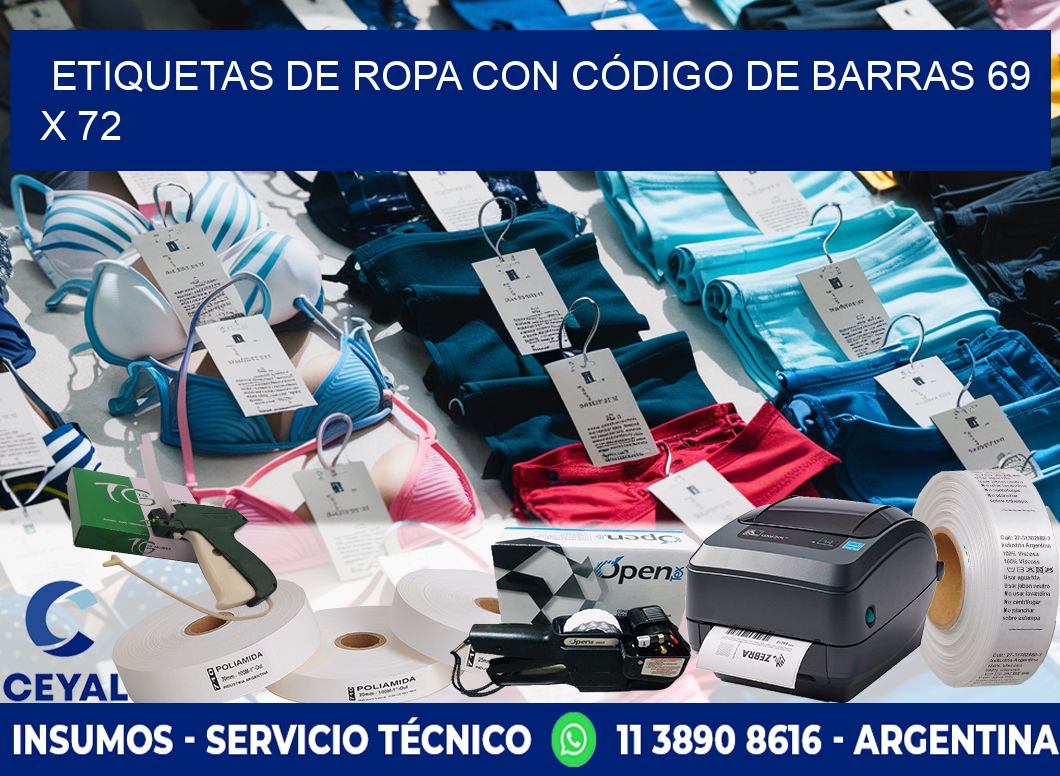 ETIQUETAS DE ROPA CON CÓDIGO DE BARRAS 69 x 72